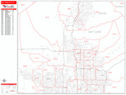 Salt Lake City  Wall Map Red Line Style